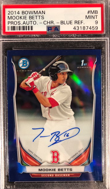 Mookie Betts 2014 Bowman Chrome Blue Auto PSA 9 - Clean Auto