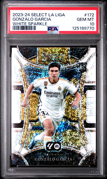 2023-24 PANINI SELECT LA LIGA GONZALO GARCIA WHITE SPARKLE SSP #172 RC PSA 10
