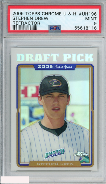 2005 TOPPS CHROME UPDATES HIGHLIGHTS STEPHEN DREW #UH196 REFRACTOR RC PSA 9