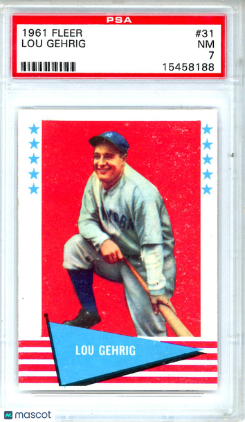1961 Fleer Lou Gehrig #31 PSA 7