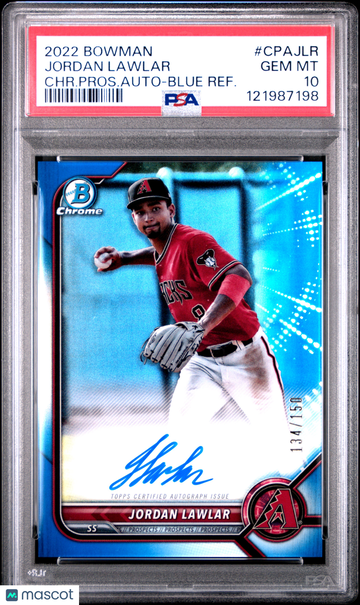 2022 Bowman Chrome Prospect Autographs Jordan Lawlar #CPAJLR CHR. Pros. Auto Blue Refractor /150 PSA 10
