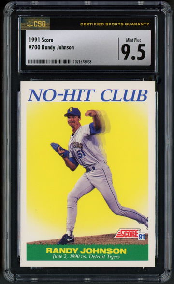 1991 Score Randy Johnson No-Hit Club #700 CSG 9.5 Mint+ Seattle Mariners