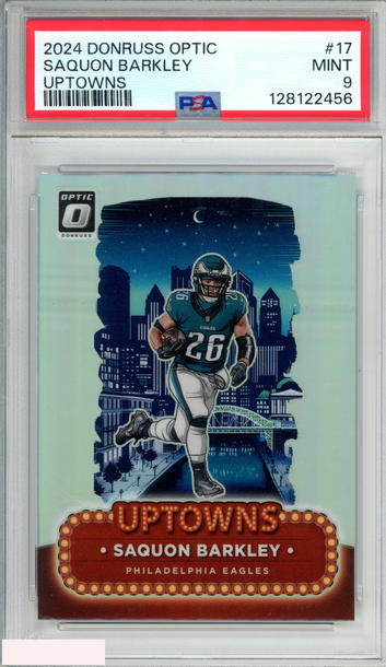 2024 PANINI DONRUSS OPTIC UPTOWNS SAQUON BARKLEY #17 EAGLES PSA 9 MINT