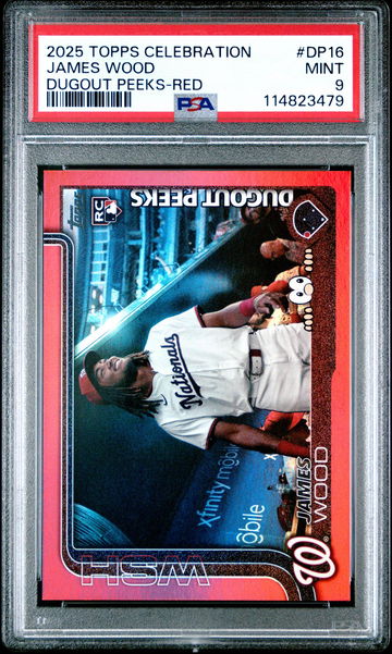 2025 Topps Celebration Dugout Peeks Red James Wood #DP-16 RC /5 PSA 9