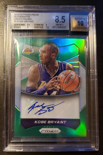 Kobe Bryant Green Prizm Signature Auto Autograph BGS 8.5
