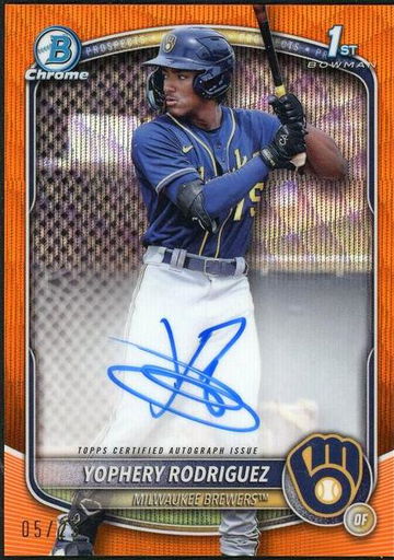 2023 Bowman Chrome CPA-YR Yohermy Rodriguez Orange Rookie /250 Milwaukee Brewers Auto