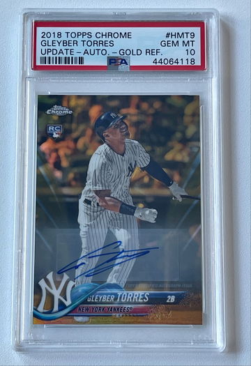 2018 Topps Chrome Gleyber Torres Update Auto Gold Refractor #/50 PSA 10