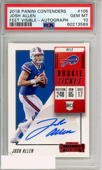 2018 PANINI CONTENDERS JOSH ALLEN #105 VARIATION-AUTOGRAPH PSA 10 GEM MT RC