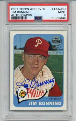 2002 TOPPS ARCHIVES AUTOGRAPHS #TAAJBU JIM BUNNING CARD PHILLIES PSA 9 LOW POP
