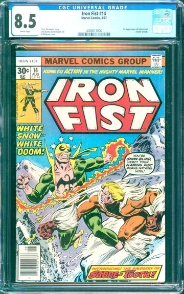 Iron Fist #14 (1977) CGC 8.5 -- White pages; 1st app. of Sabretooth (Creed)
