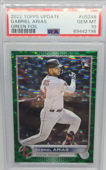 2022 Topps Update #US248 Gabriel Arias Green Foil RC #432/499 PSA 10 Pop 1