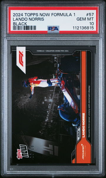2024 TOPPS NOW FORMULA 1 LANDO NORRIS 10/10 BLACK #57 PSA 10