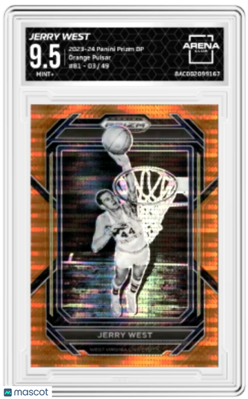 2023-24 Panini Prizm Orange Pulsar Jerry West #81 /49 Arena Club 9.5