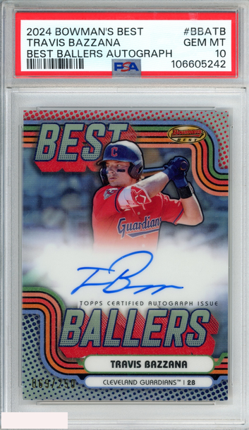 2024 BOWMANS BEST BALLERS AUTO TRAVIS BAZZANA #BBATB 69 OF 250 RC PSA 10