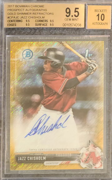 2017 Jazz Chisholm Bowman Chrome Gold Shimmer Refractor 05/50 BGS True Gem