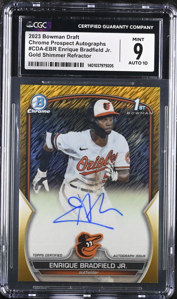 2023 BOWMAN ENRIQUE BRADFIELD JR. DRAFT CHROME PROSPECT AUTOGRAPHS #CDA-EBR CGC 9 BS.C1.49