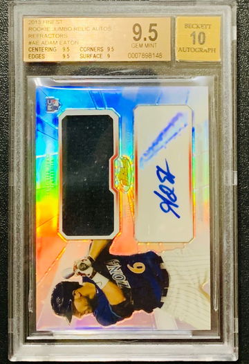2013 Finest Adam Eaton Jumbo Relic Refractor Auto RC BGS 9.5/10