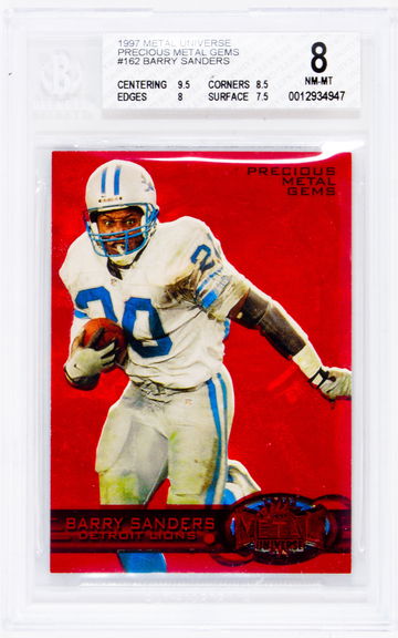 1997 Metal Universe Barry Sanders #162 Precious Metal Gems PMG BGS 8