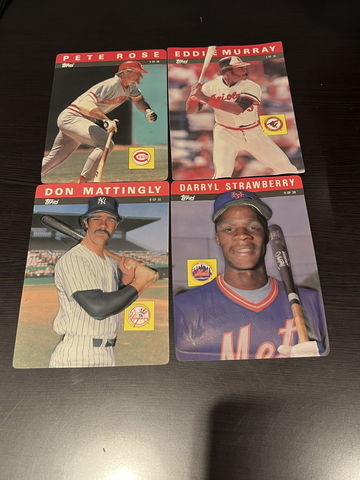 Lot of (4) 1985 Topps 3D #8 Mattingly, #5 Rose, #2 Murray, #9 Strawberry