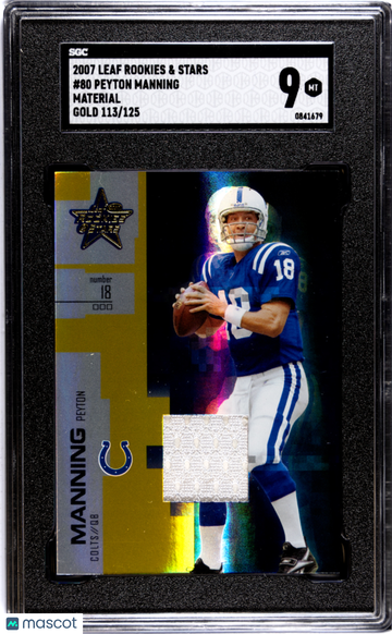 2007 Leaf Rookies & Stars Peyton Manning #80 Mat. Gold SGC 9
