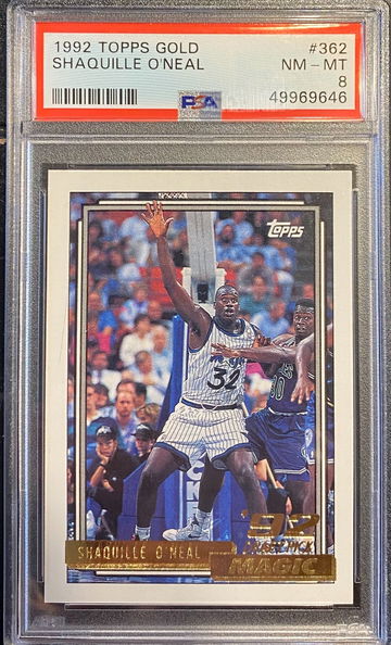 1992-93 Topps Gold #362 Shaquille O'Neal Orlando Magic RC Rookie HOF PSA 8 ( Centered ) 