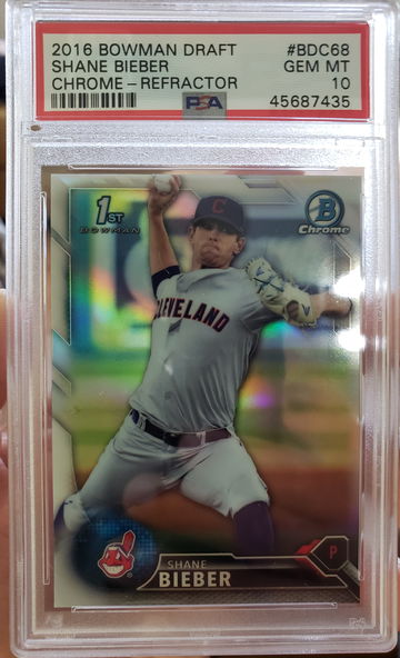 2016 Bowman Draft Chrome Shane Bieber Refractor PSA 10