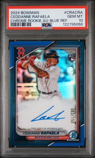 2024 Bowman Chrome Blue Refractor Ceddanne Rafaela #CRA-CRA RC Auto /150 PSA 10