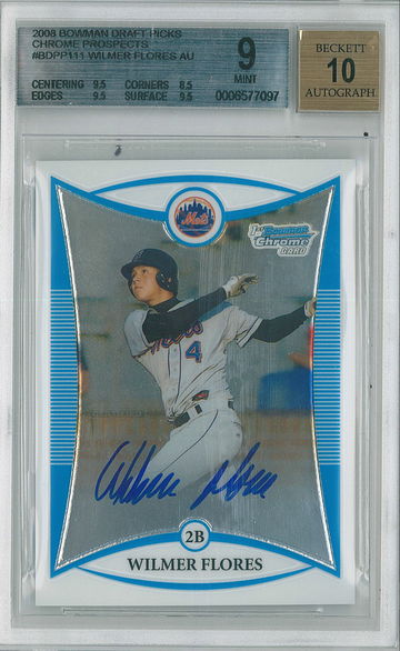 2008 Bowman Draft Wilmer Flores #BDPP111 BGS 9 Auto 10