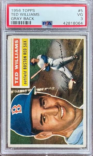1956 Topps #5 Gray Back Ted Williams PSA 3
