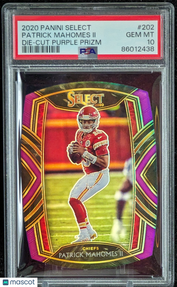 2020 Panini Select Patrick Mahomes II #202 Club Purple Prizm Die Cut PSA 10