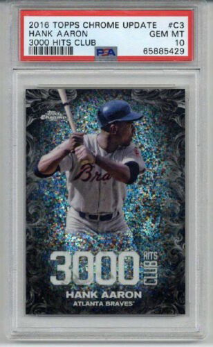 2016 TOPPS CHROME UPDATE 3000 HIT CLUB #C3 HANK AARON CARD BRAVES PSA 10