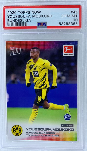 Youssoufa Moukoko 2020 Topps Now PSA 10 Rookie #45 Dortmund 💎 ⚽️