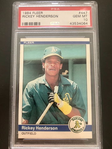 RICKEY HENDERSON PSA 10 1984 FLEER #447