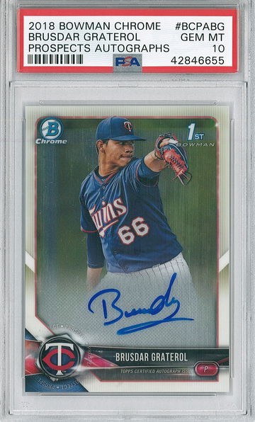 2018 Bowman Chrome Brusdar Graterol #BCPABG  AUTO PSA 10 Dodgers