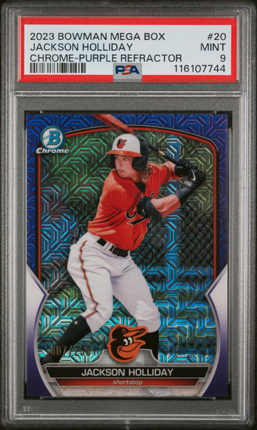 2023 Topps Bowman Mega Box Purple Refractor Jackson Holliday #BCP-20 /250 PSA 9