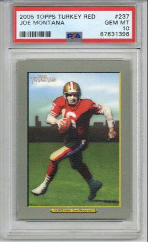 2005 TOPPS TURKEY RED #237 JOE MONTANA FOOTBALL CARD 49ERS PSA 10 LOW POP