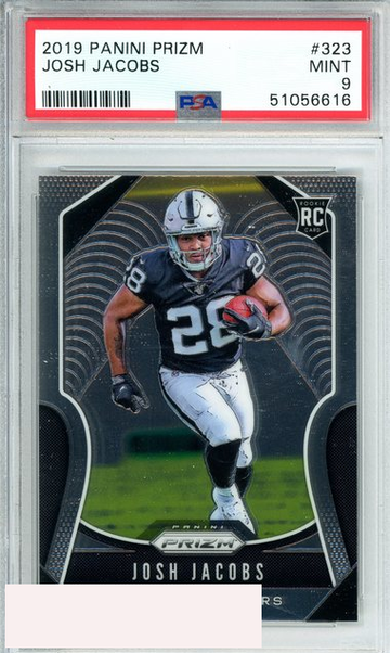 2019 PANINI PRIZM JOSH JACOBS #323 OAKLAND RAIDERS ROOKIE RC PSA 9 MINT