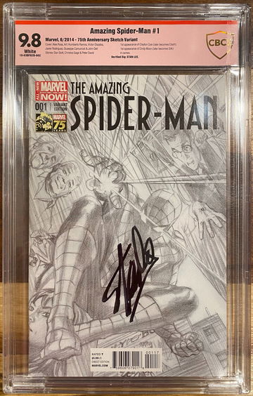 Amazing Spider-Man #1 sketch CBCS 9.8 signed by Stan Lee, 1st appearance of Cindy Moon (Silk) and Clayton Cole (Clash)