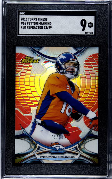 2015 Topps Finest Red Refractor Peyton Manning SGC 9