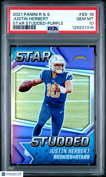 2021 Panini Rookies & Stars Star Studded Justin Herbert #SS-18 Purple PSA 10