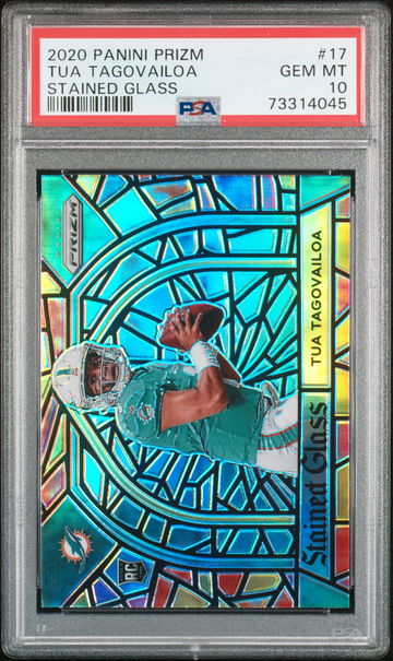 2020 Panini Prizm Stained Glass Prizm Tua Tagovailoa #17 PSA 10