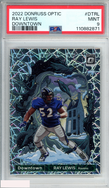 2022 PANINI DONRUSS OPTIC DOWNTOWN RAY LEWIS #DTRL RAVENS HOF PSA 9 MINT