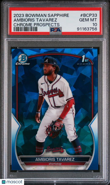 2023 Bowman Sapphire Edition Chrome Prospects Ambioris Tavarez #BCP33 PSA 10