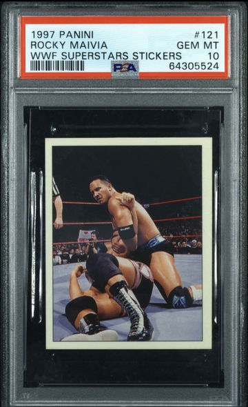 1997 Panini WWF Superstars Stickers Rocky Maivia the Rock PSA 10 Gem Mint *pop 3