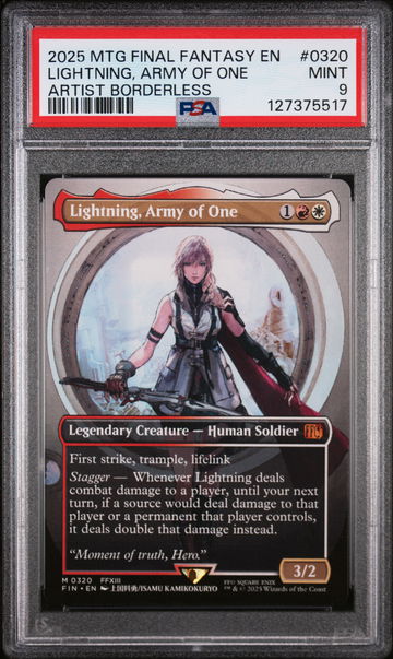 2025 Magic the Gathering Final Fantasy Artist Borderless Lightning Army of One #0320 PSA 9