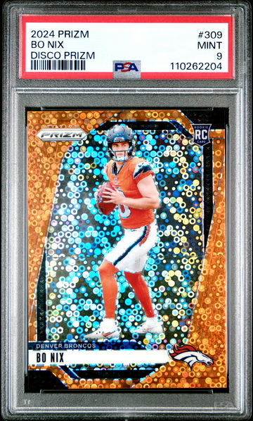 2024 PANINI NFL PRIZM BO NIX DISCO PRIZM #309 RC ROOKIE COLOR MATCH PSA 9