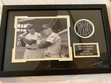 Mickey Mantle Joe Dimaggio Ebbets Field New York Yankees April 14, 1951 Framed