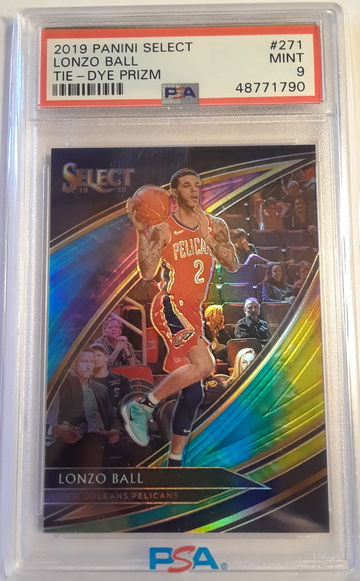Lonzo Ball 2019-20 Select Courtside Tie - Dye Prizm 19/25 PSA 9 Mint #271.