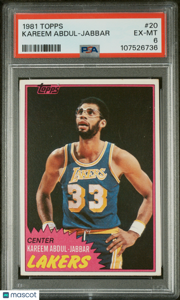 1981 Topps Kareem Abdul-Jabbar #20 PSA 6