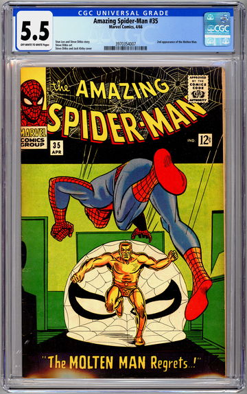 AMAZING SPIDER-MAN #35 CGC 5.5 STAN LEE STEVE DITKO ART 2ND MOLTEN MAN APP 1966